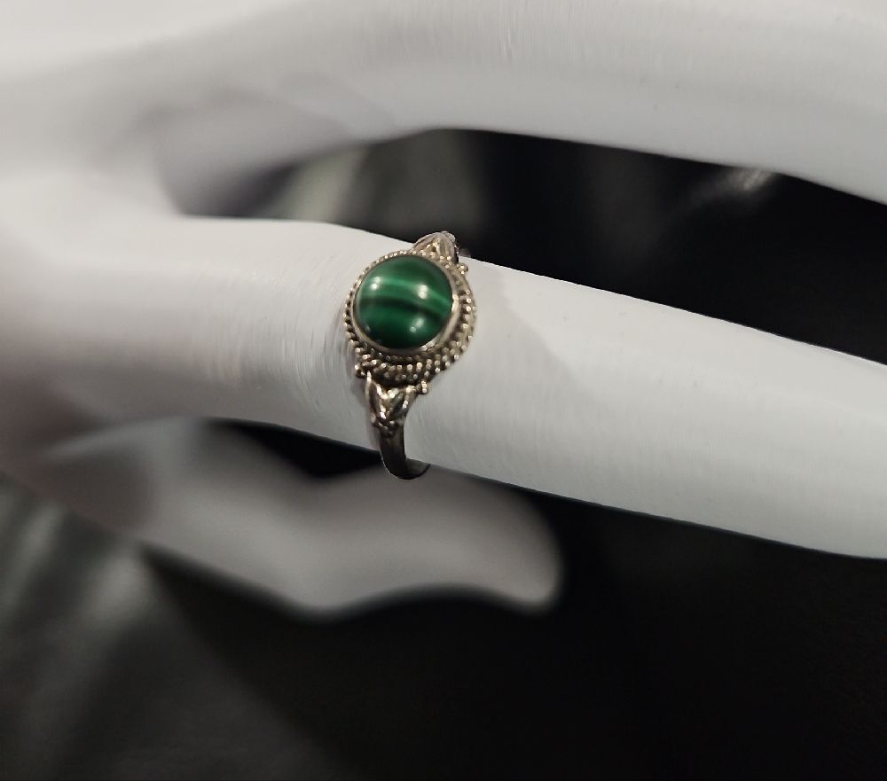 Malachite Stone Silver 925 Ring - Picture 3 of 11